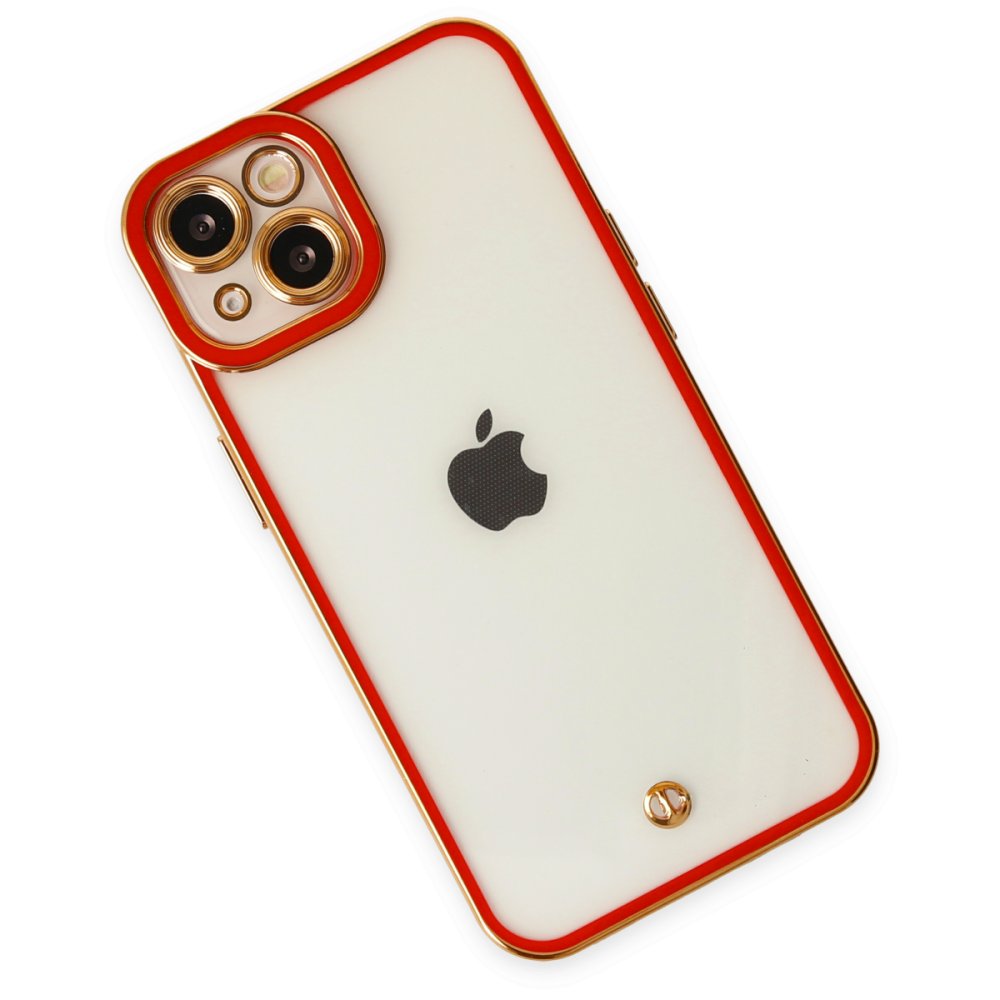 iPhone 13 Kılıf Liva Lens Silikon - Kırmızı