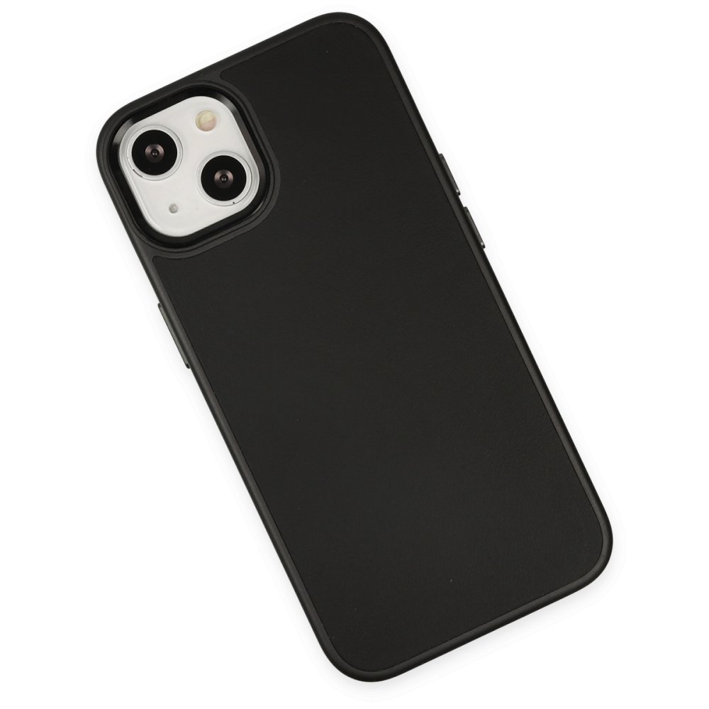 iPhone 14 Plus Kılıf Asya Deri Silikon - Siyah  iPhone 14 Plus Kılıf Asya Deri Silikon - Siyah