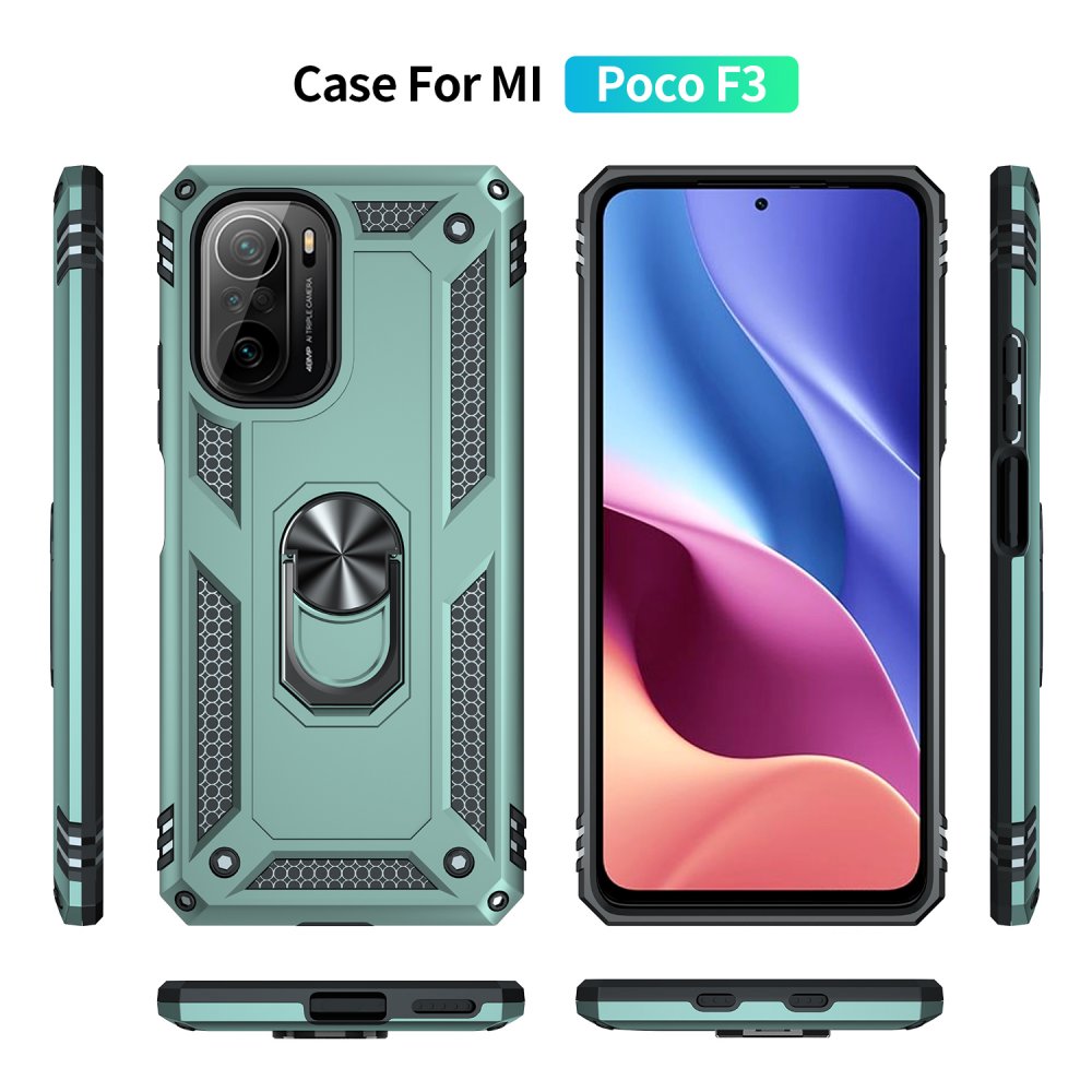  Xiaomi Mi 11i Kılıf Sofya Yüzüklü Silikon Kapak - Yeşil
