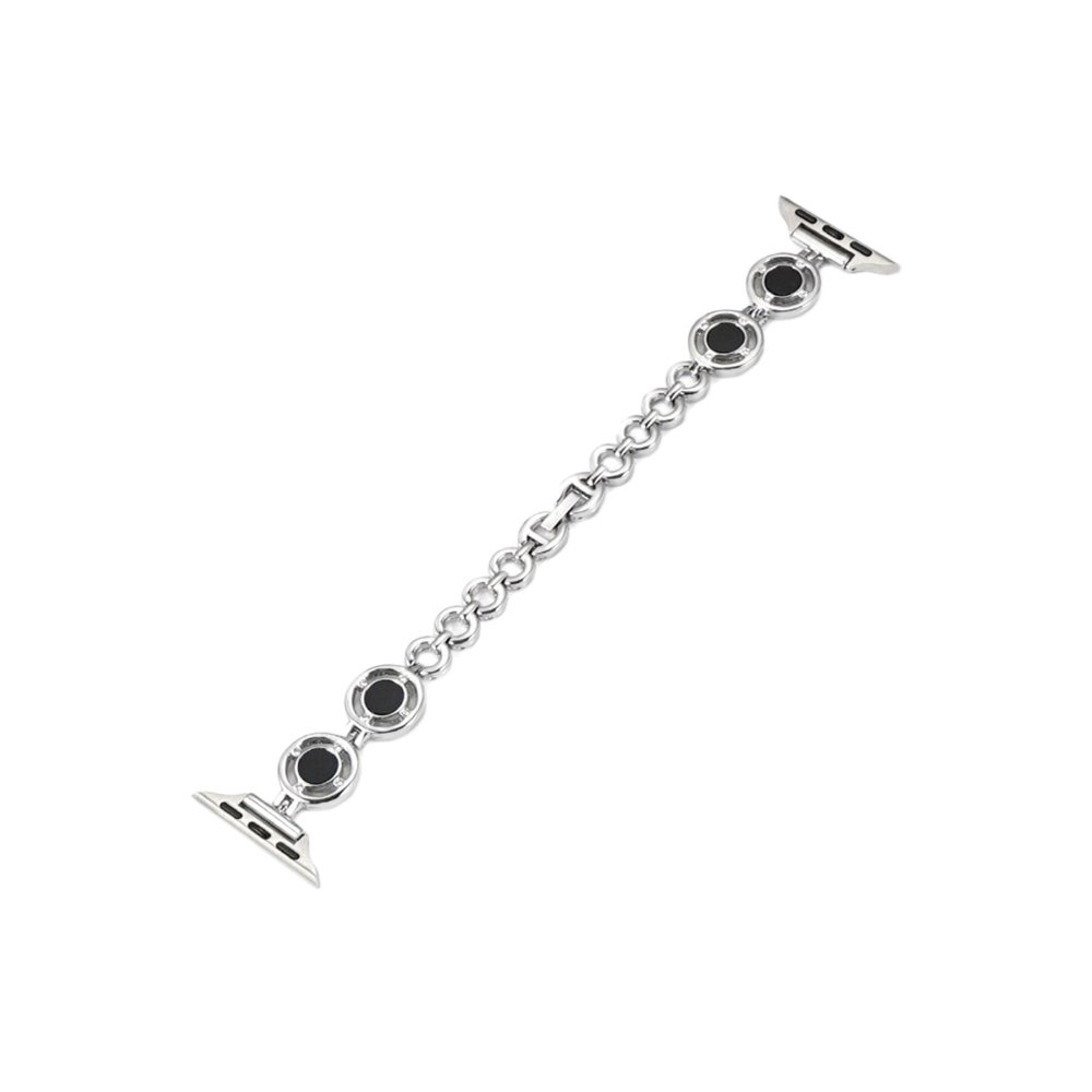  Apple Watch 38mm KR403 Metal Halhal Kordon - Gümüş-Siyah