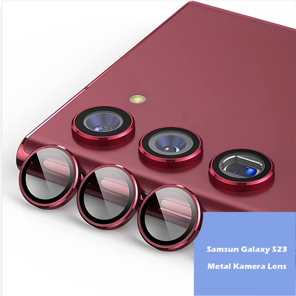  Samsung Galaxy S23 Ultra Metal Kamera Lens - Kırmızı