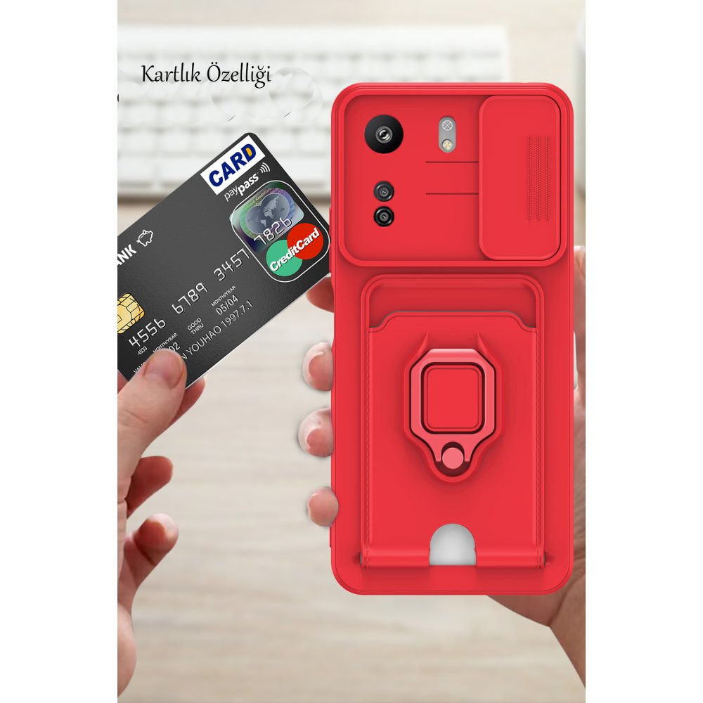 Redmi 13C Kılıf Zuma Kartvizitli Yüzüklü Silikon - Lila