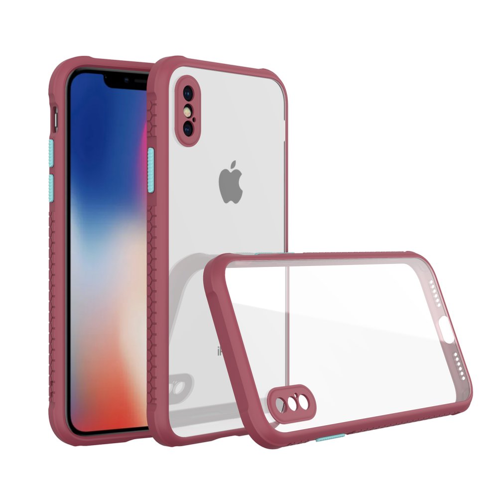  iPhone XS Max Kılıf Miami Şeffaf Silikon - Fuşya