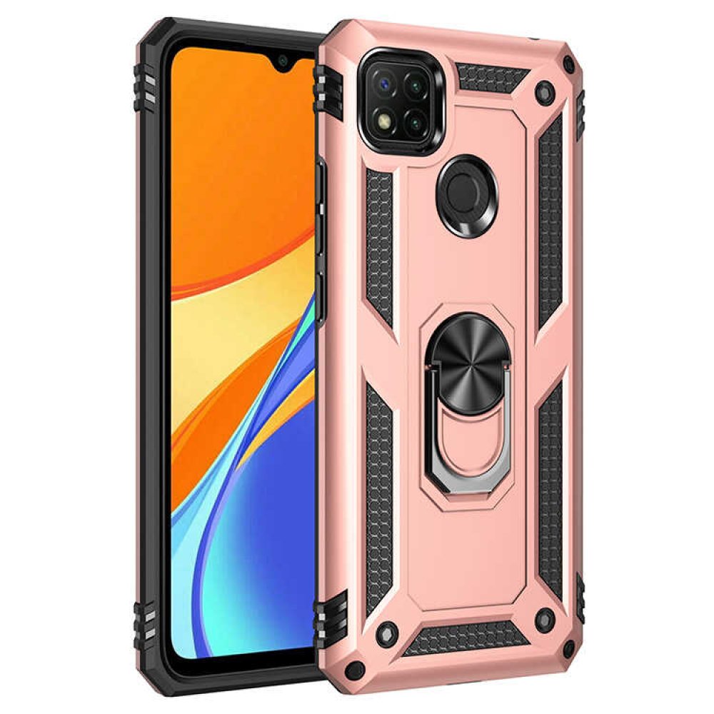 Redmi 9C Kılıf Sofya Yüzüklü Silikon Kapak - Rose