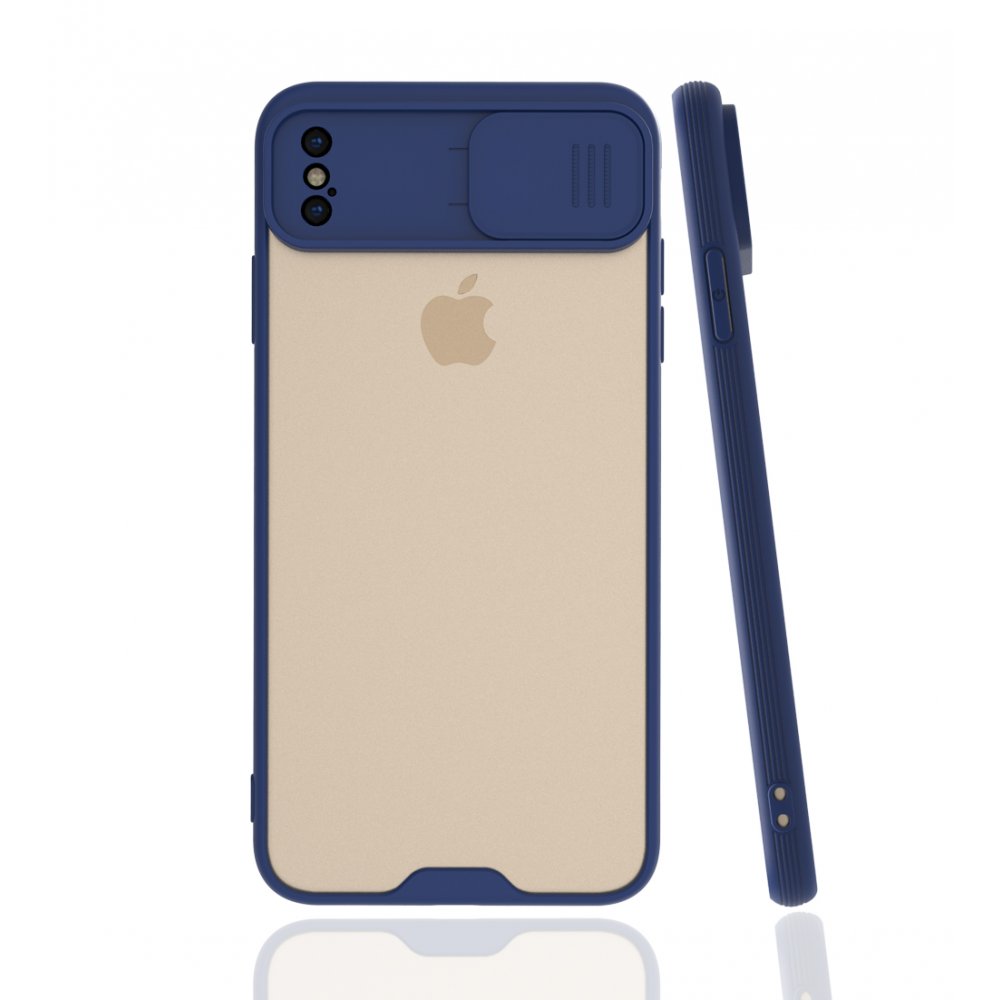  iPhone XS Max Kılıf Platin Kamera Koruma Silikon - Lacivert