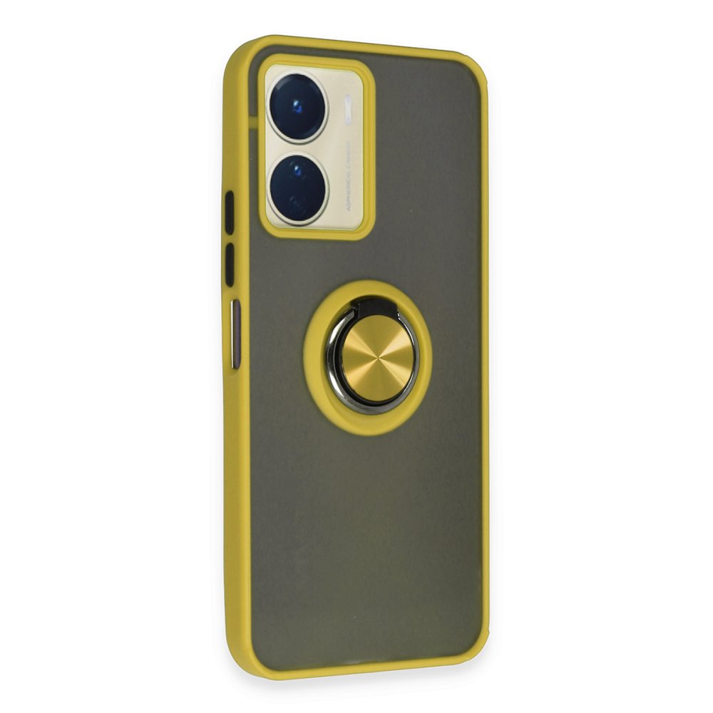  Vivo Y16 Kılıf Montreal Yüzüklü Silikon Kapak - Sarı