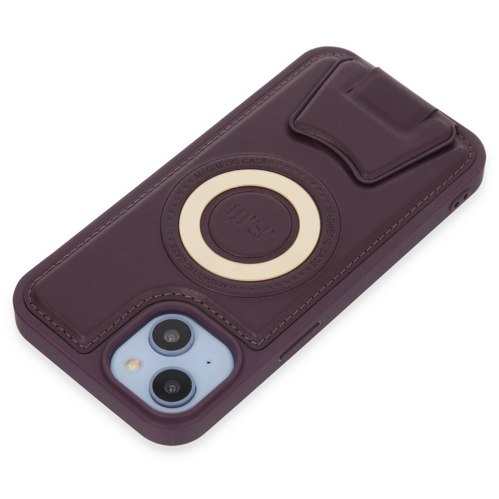  iPhone 14 Kılıf Merkür Magneticsafe Standlı Kapak - Derin Mor