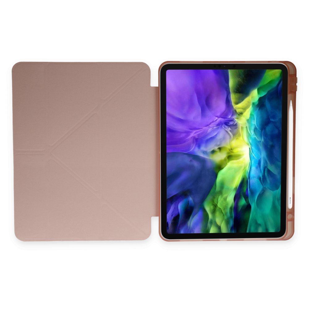  iPad Pro 11 (2020) Kılıf Kalemlikli Hugo Tablet Kılıfı - Rose Gold