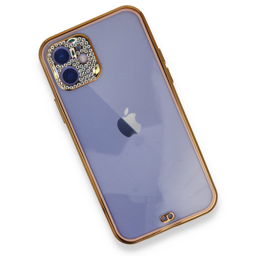  iPhone 12 Kılıf Liva Taşlı Silikon - Pembe