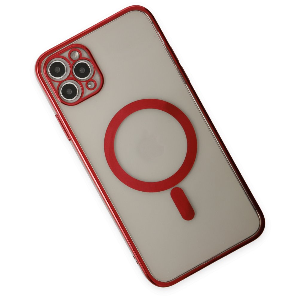  iPhone 11 Pro Kılıf Magneticsafe Lazer Silikon - Kırmızı