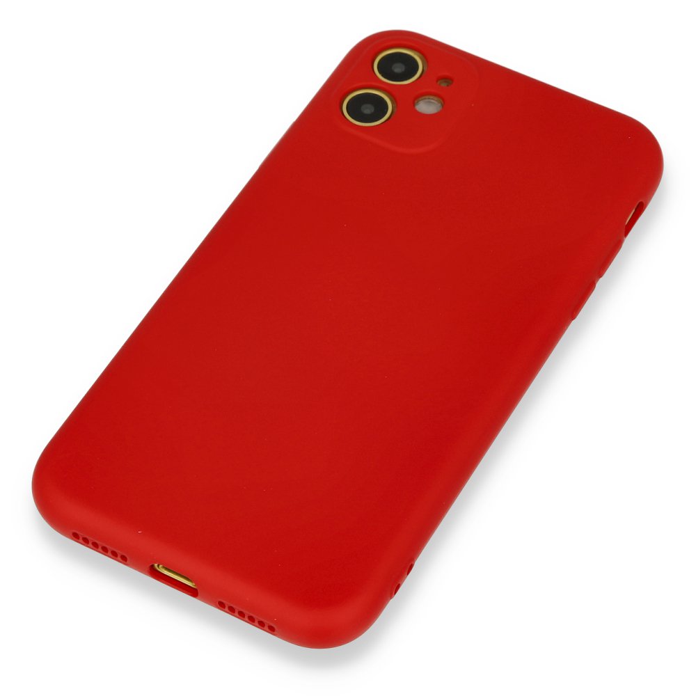iPhone 11 Kılıf Nano içi Kadife Silikon - Kırmızı iPhone 11 Kılıf Nano içi Kadife Silikon - Kırmızı