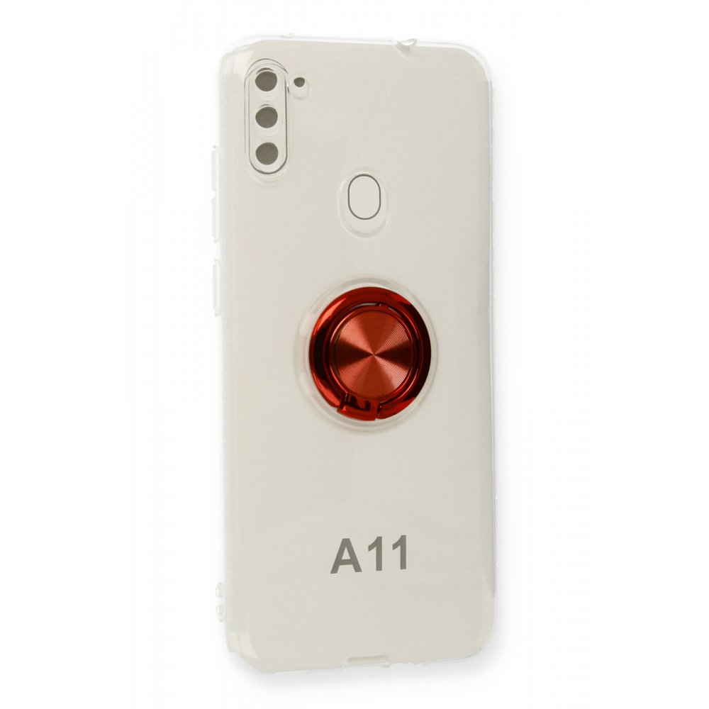  Samsung Galaxy A11 Kılıf Gros Yüzüklü Silikon - Kırmızı
