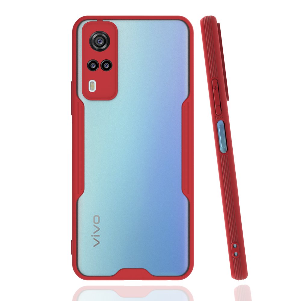  Vivo Y51 Kılıf Platin Silikon - Kırmızı