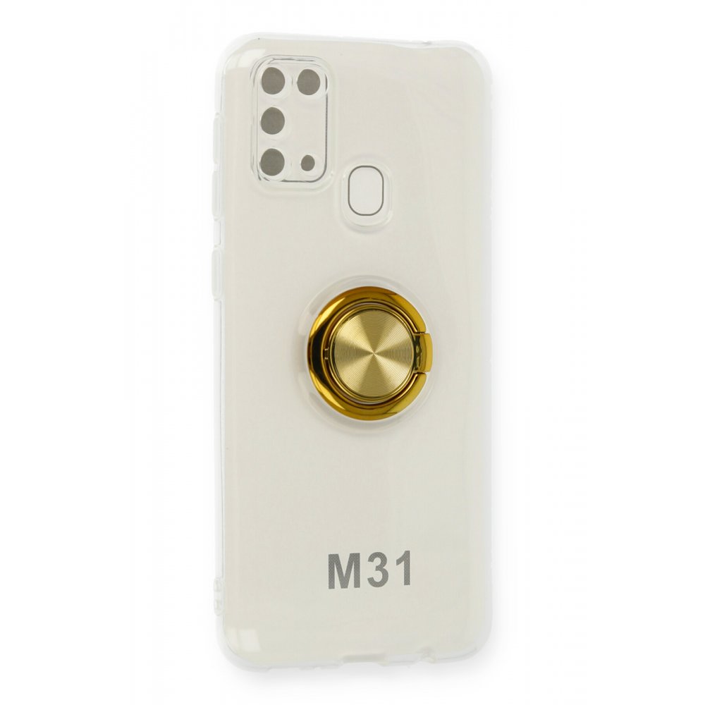 Samsung Galaxy M31 Kılıf Gros Yüzüklü Silikon - Gold