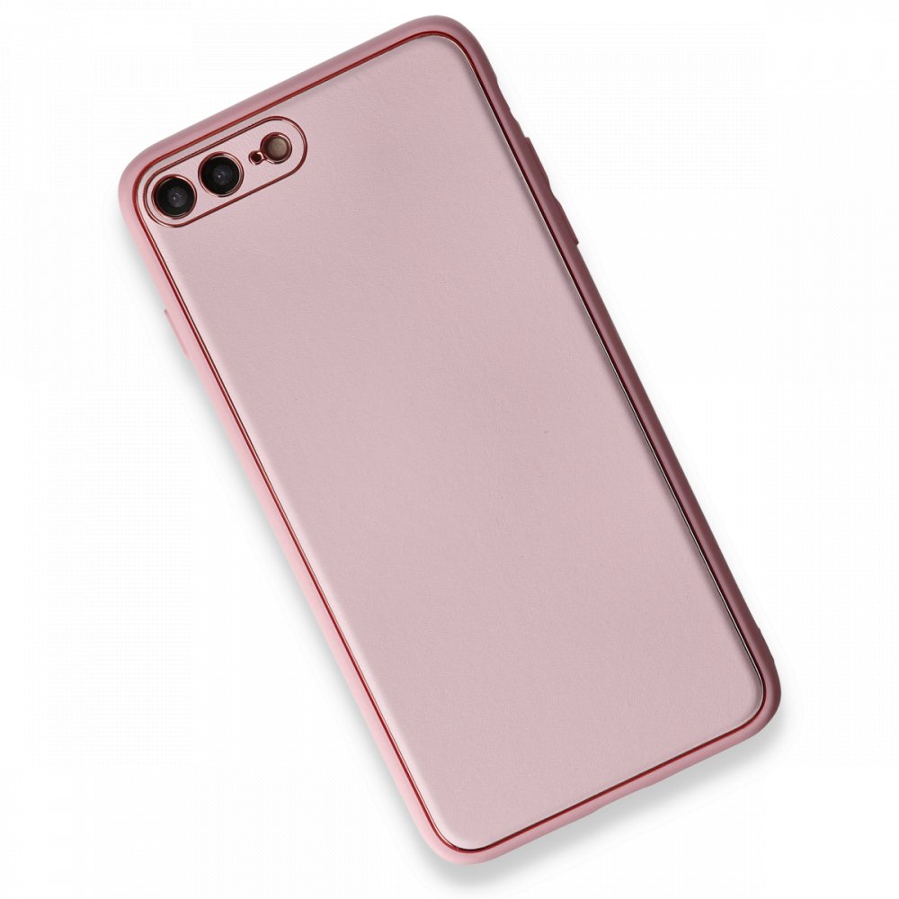  iPhone 7 Plus Kılıf Coco Deri Silikon Kapak - Pudra