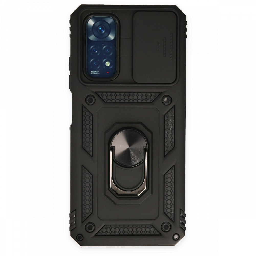 Redmi Note 11 Kılıf Pars Lens Yüzüklü Silikon - Siyah