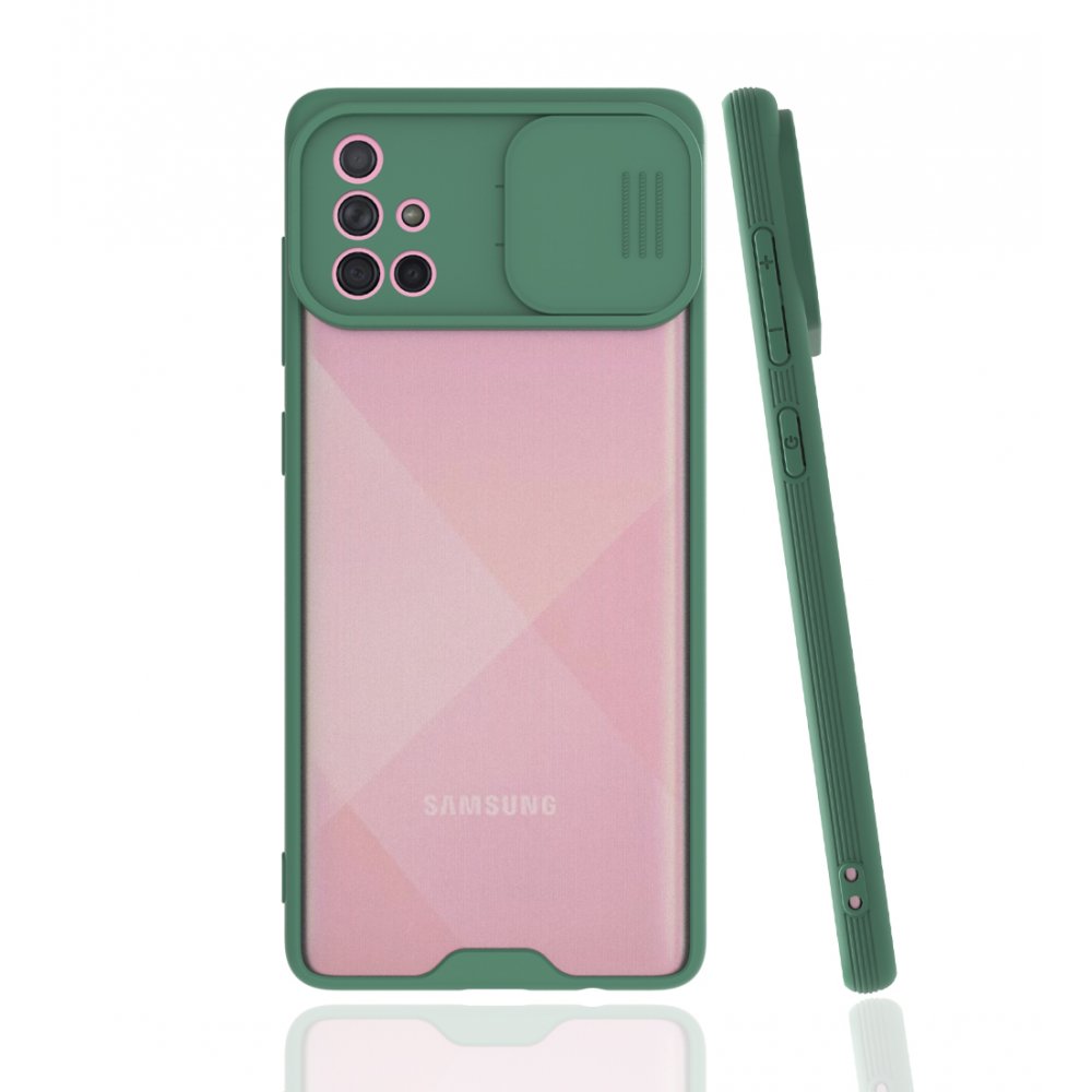  Samsung Galaxy A71 Kılıf Platin Kamera Koruma Silikon - Yeşil