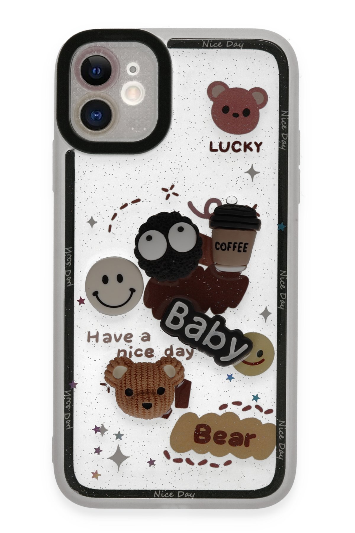  iPhone 11 Kılıf Sweet Desenli Silikon Kapak - Sarı