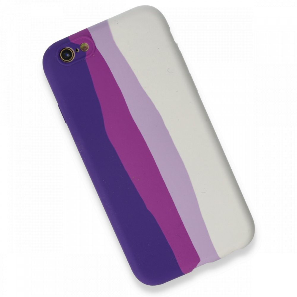 iPhone 6 Kılıf Ebruli Lansman Silikon - Mor-Beyaz  iPhone 6 Kılıf Ebruli Lansman Silikon - Mor-Beyaz