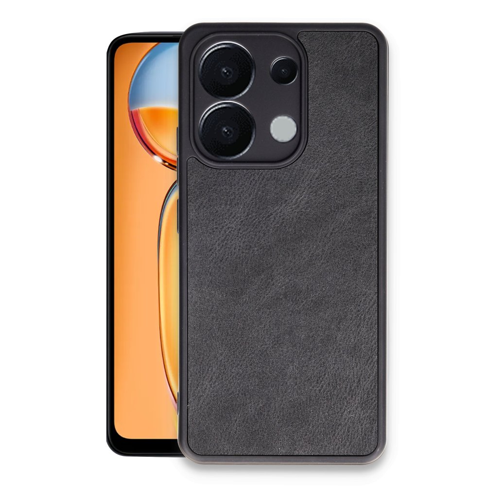 Redmi Note 13 4G Kılıf Aras Deri Kapak - Siyah
