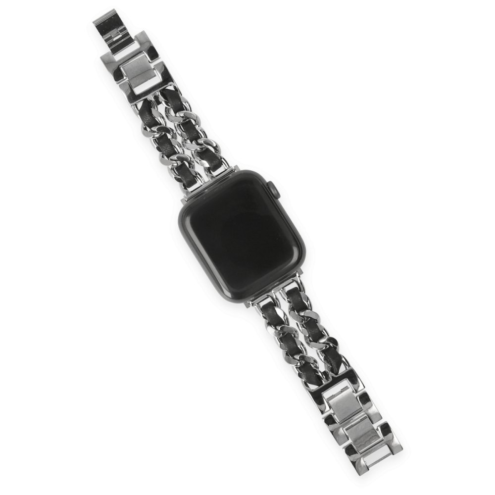  Apple Watch 41mm KR405 Metal Bakla Kordon - Gümüş