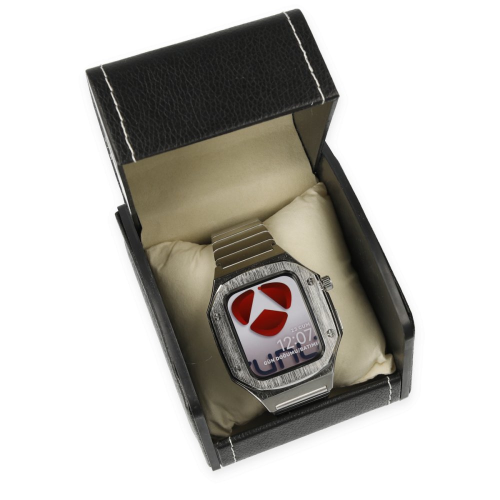  Apple Watch 45mm KR409 Metal Kordon - Gümüş