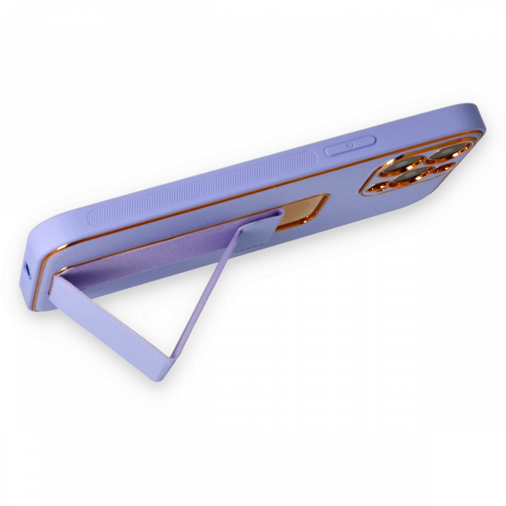 iPhone 13 Pro Kılıf Coco Deri Standlı Kapak - Koyu Lila iPhone 13 Pro Kılıf Coco Deri Standlı Kapak - Koyu Lila