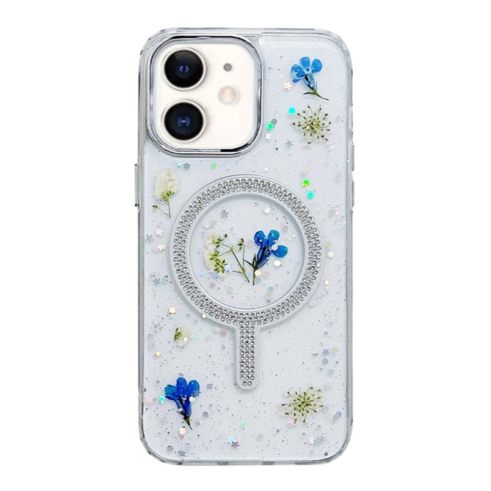  iPhone 11 Flower Magsafe Kapak - Mavi