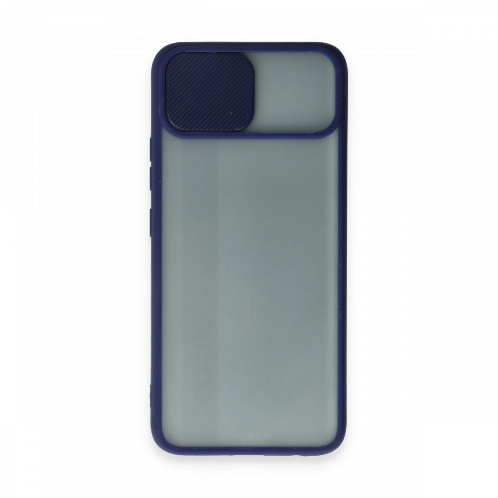 Realme C11 Kılıf Palm Buzlu Kamera Sürgülü Silikon - Lacivert  Realme C11 Kılıf Palm Buzlu Kamera Sürgülü Silikon - Lacivert