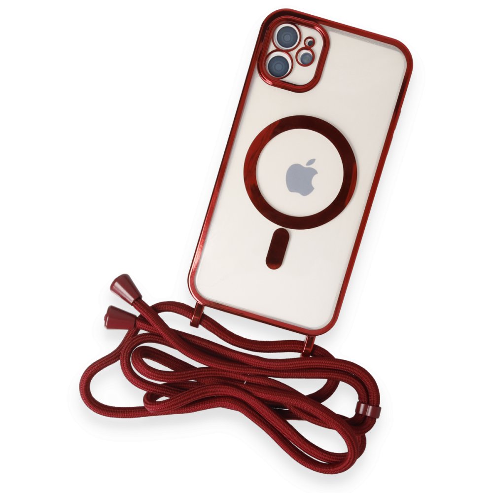 iPhone 11 Kılıf Divo Lazer Askılı Magsafe Kapak - Kırmızı iPhone 11 Kılıf Divo Lazer Askılı Magsafe Kapak - Kırmızı