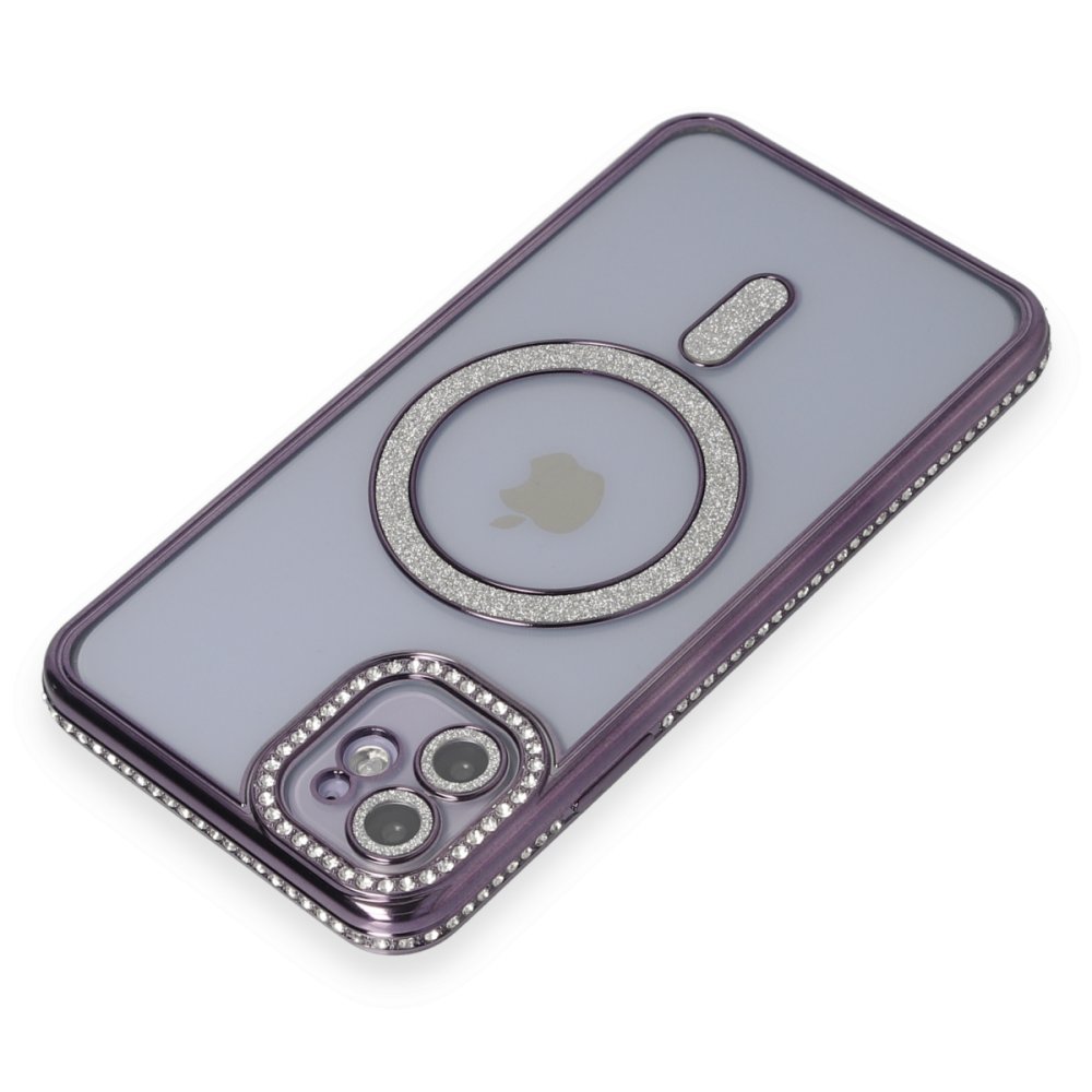  iPhone 11 Kılıf Joke Simli Magneticsafe Kılıf - Derin Mor