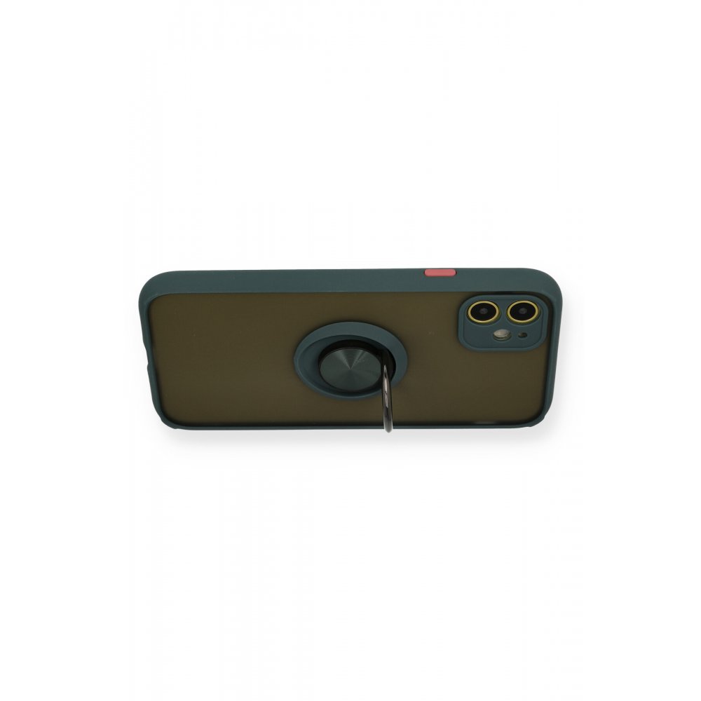 iPhone 11 Kılıf Montreal Yüzüklü Silikon Kapak - Yeşil iPhone 11 Kılıf Montreal Yüzüklü Silikon Kapak - Yeşil