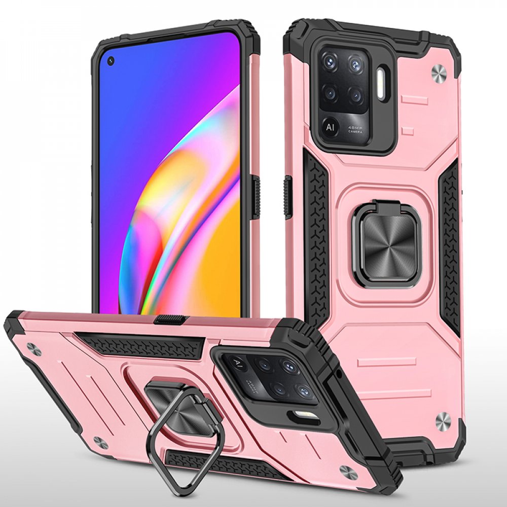  Oppo Reno 5 Lite Kılıf Zegna Yüzüklü Silikon Kapak - Rose