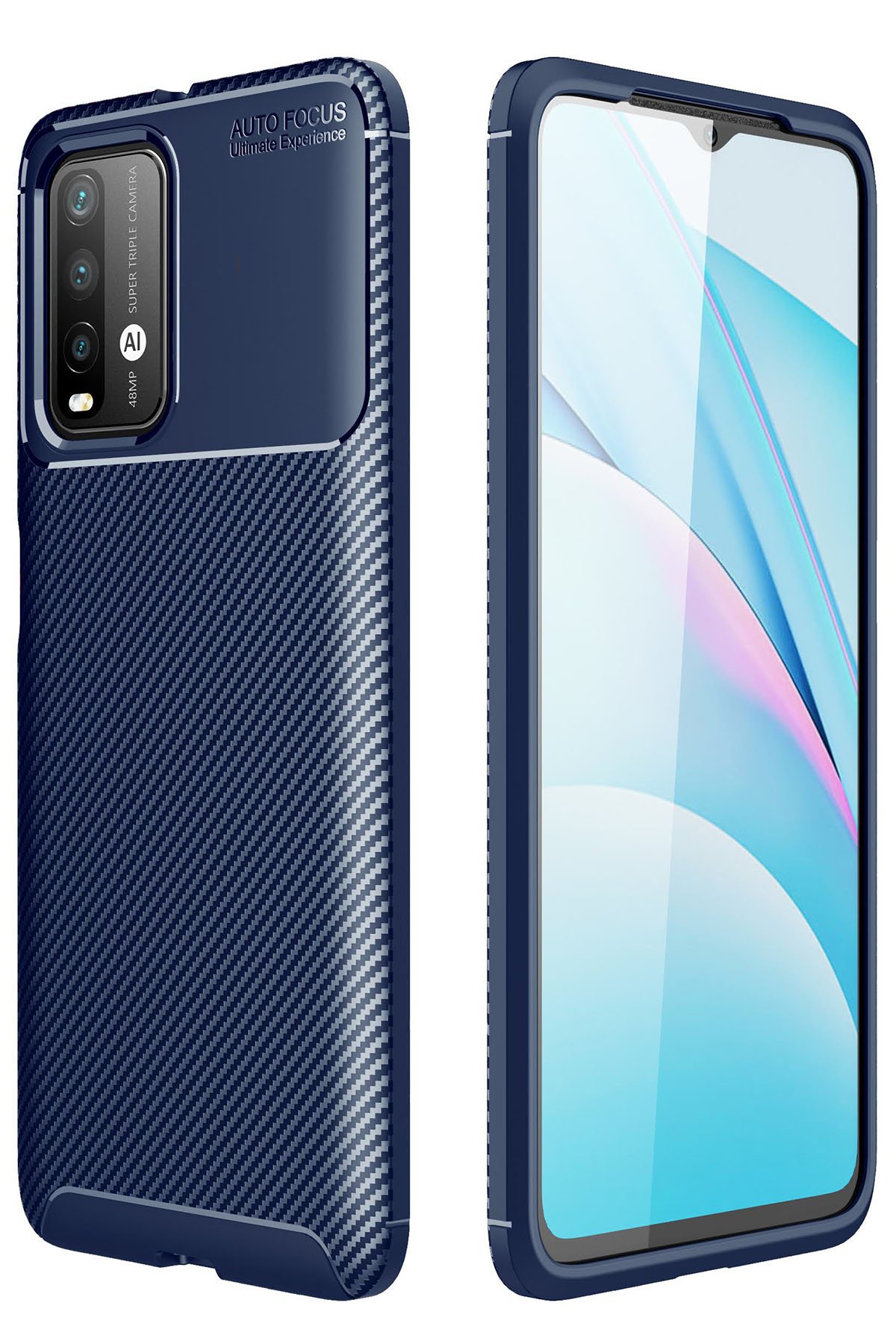 Xiaomi Pocophone M3 Kılıf Auto Focus Karbon Kapak - Lacivert Xiaomi Pocophone M3 Kılıf Auto Focus Karbon Kapak - Lacivert