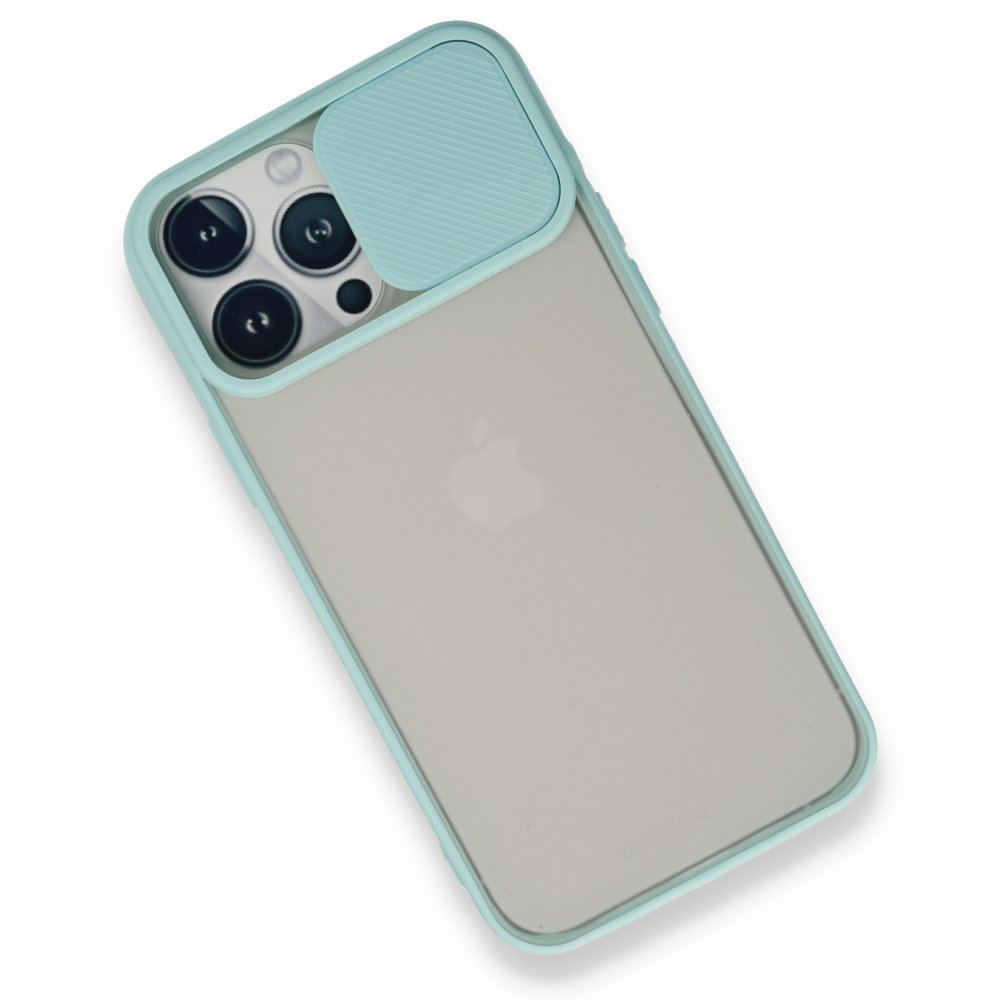 iPhone 13 Pro Max Kılıf Palm Buzlu Kamera Sürgülü Silikon - Turkuaz iPhone 13 Pro Max Kılıf Palm Buzlu Kamera Sürgülü Silikon - Turkuaz