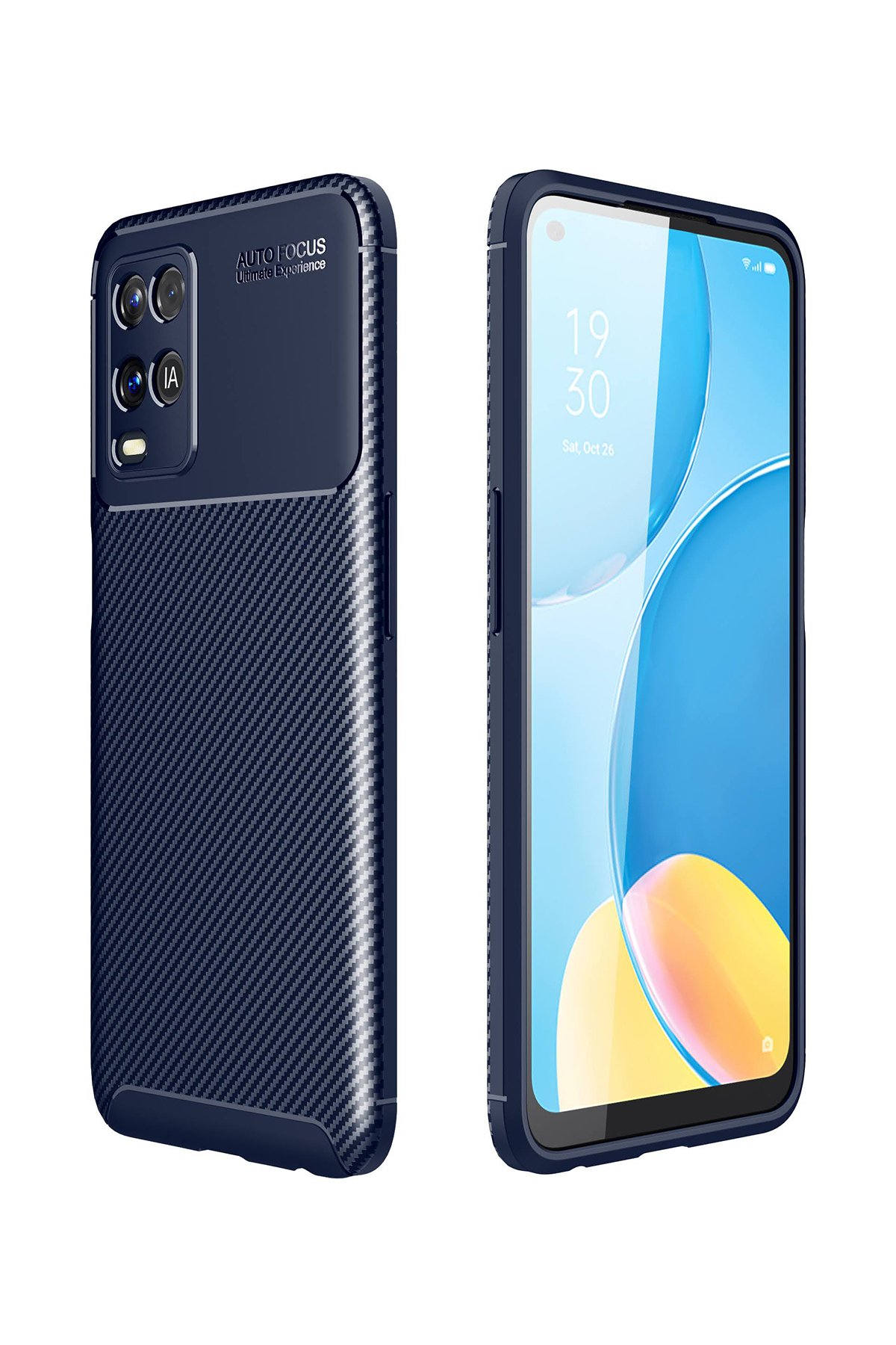 Oppo A54 4G Kılıf Auto Focus Karbon Kapak - Lacivert Oppo A54 4G Kılıf Auto Focus Karbon Kapak - Lacivert