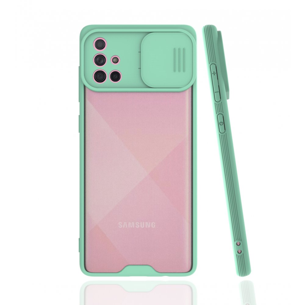  Samsung Galaxy A71 Kılıf Platin Kamera Koruma Silikon - Açık Yeşil