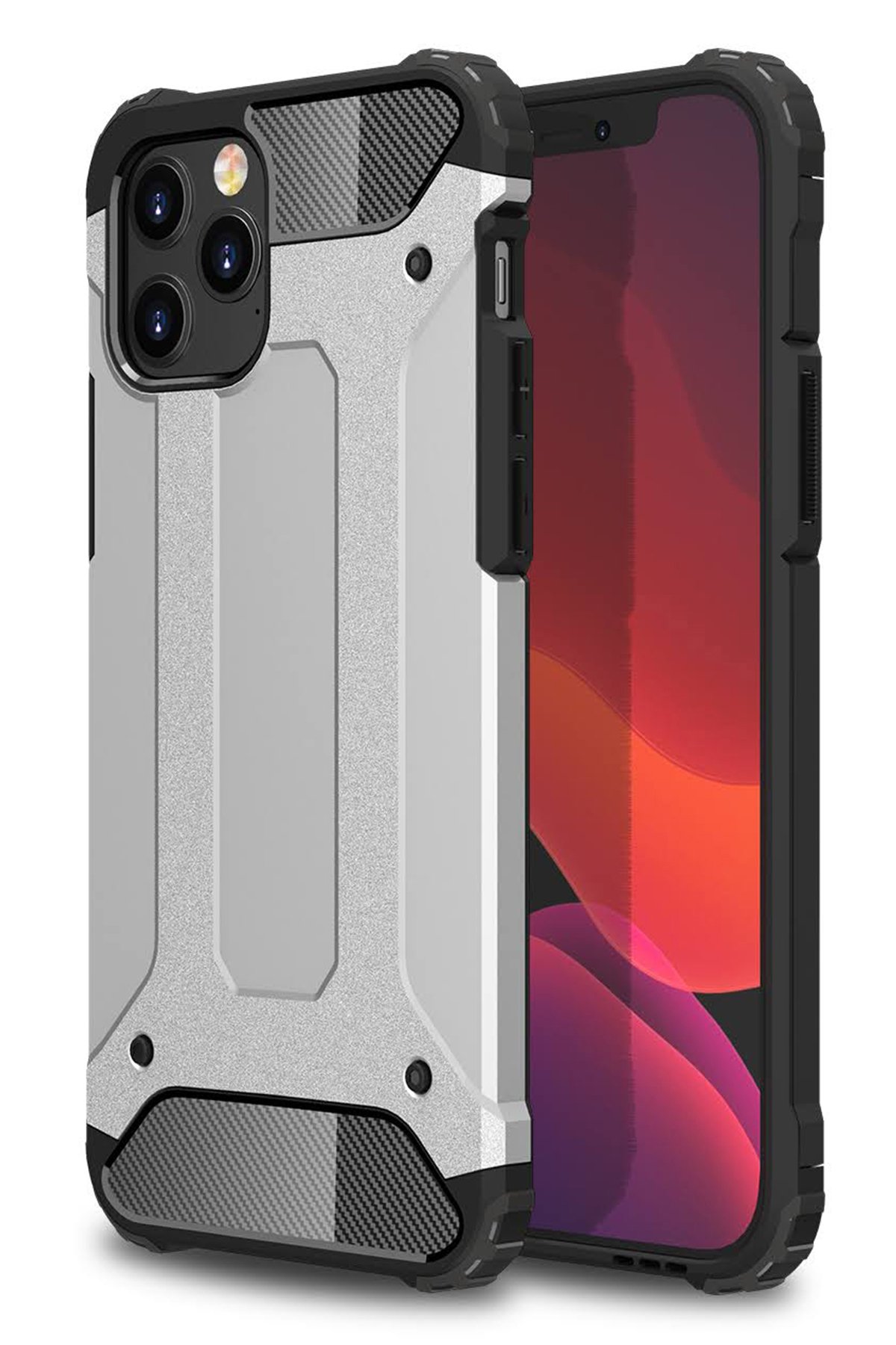  iPhone 12 Pro Max Kılıf Tank Silikon Kapak - Gümüş