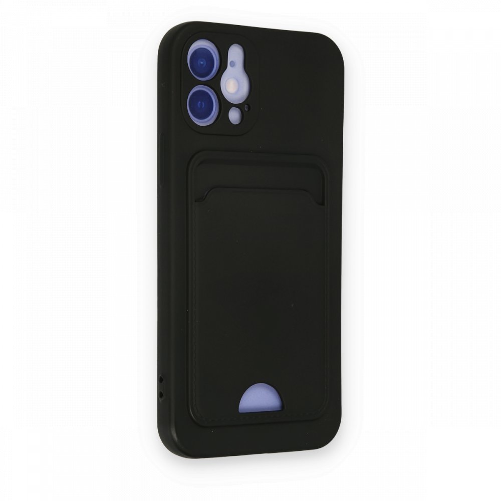  iPhone 12 Kılıf Kelvin Kartvizitli Silikon - Siyah