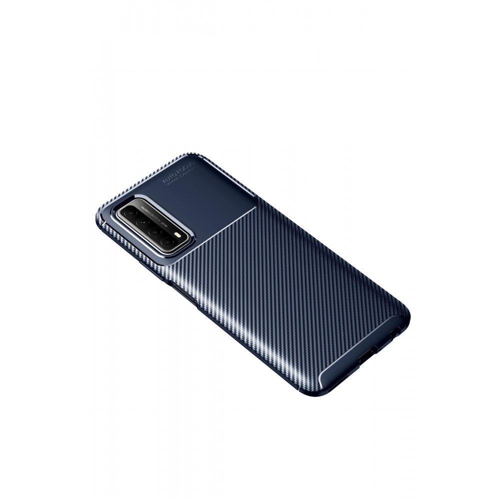 Huawei P Smart 2021 Kılıf Auto Focus Karbon Kapak - Lacivert  Huawei P Smart 2021 Kılıf Auto Focus Karbon Kapak - Lacivert