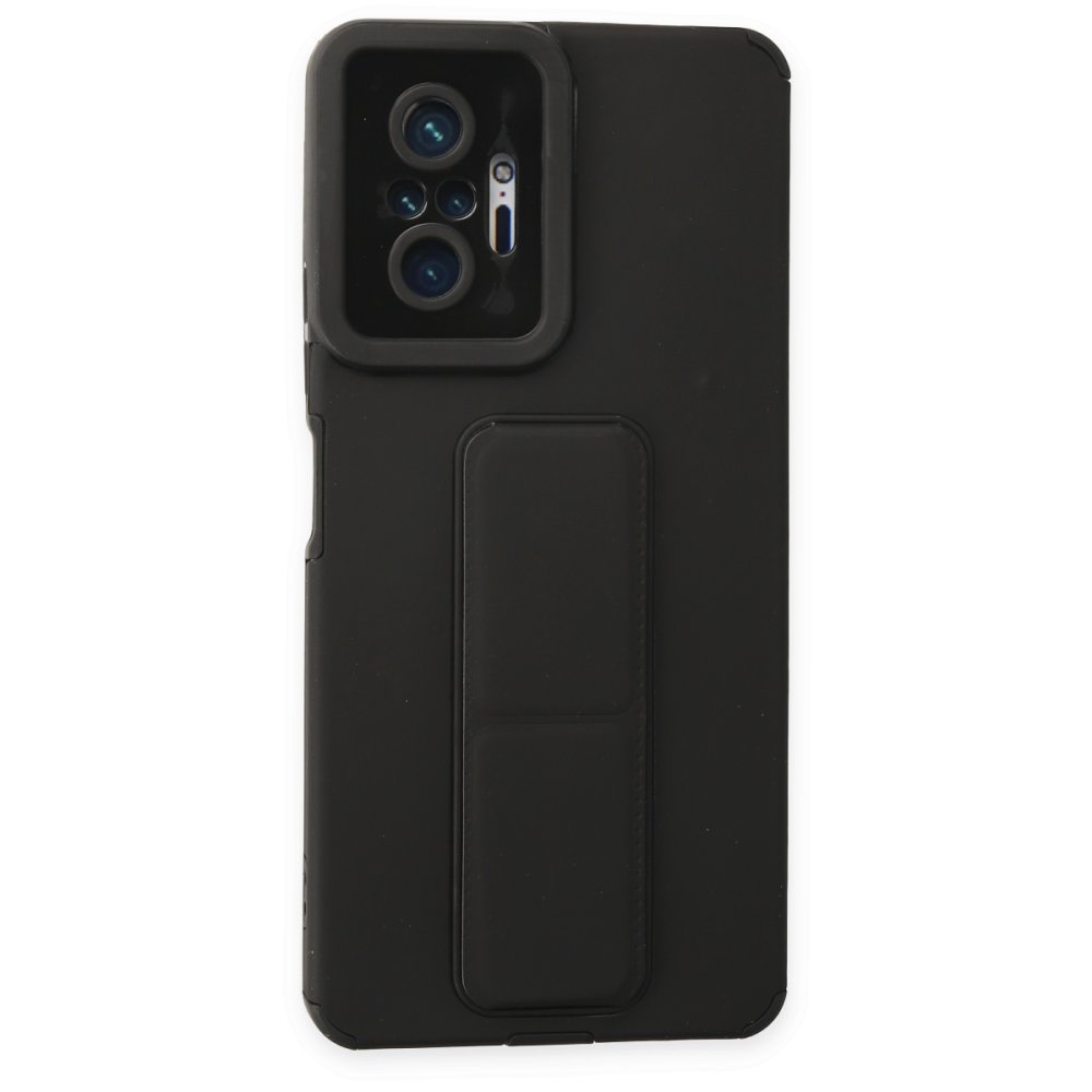 Redmi Note 10 Pro Kılıf Mega Standlı Silikon - Siyah