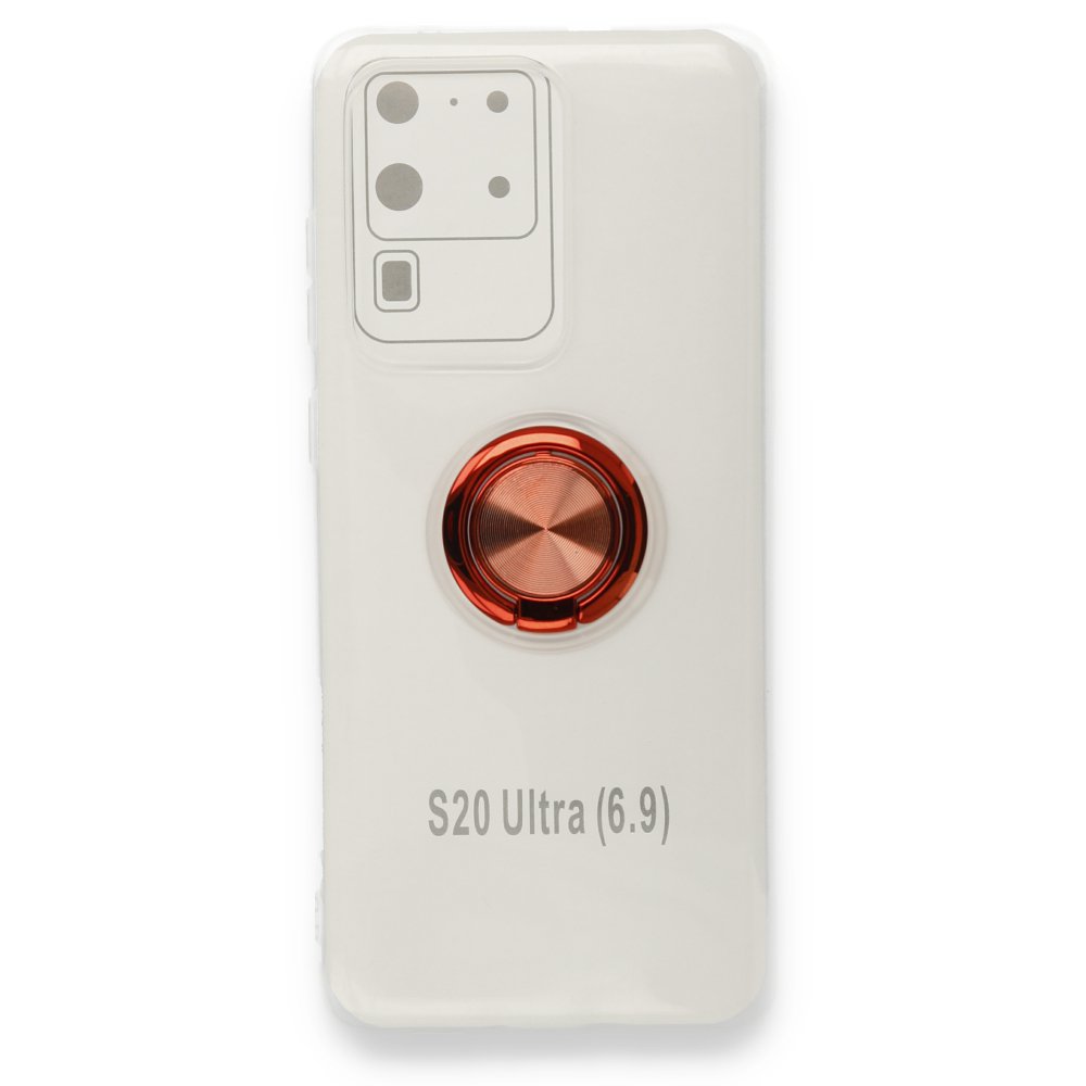  Samsung Galaxy S20 Ultra Kılıf Gros Yüzüklü Silikon - Kırmızı