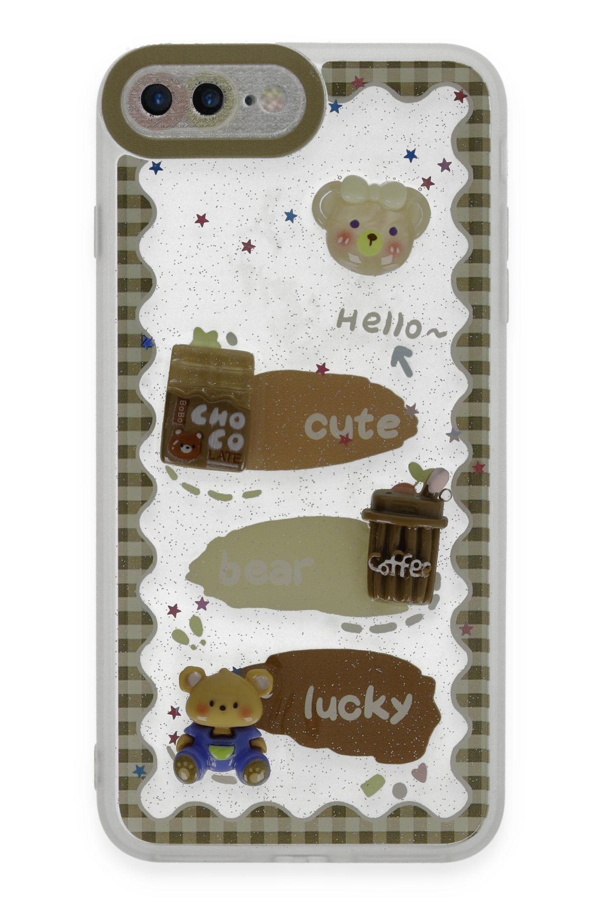  iPhone 8 Plus Kılıf Sweet Desenli Silikon Kapak - Şeffaf