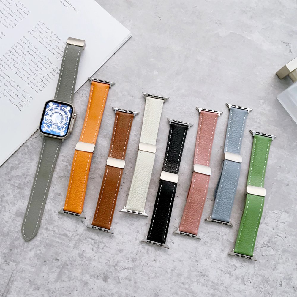  Apple Watch 45mm KR414 Daks Deri Kordon - Siyah