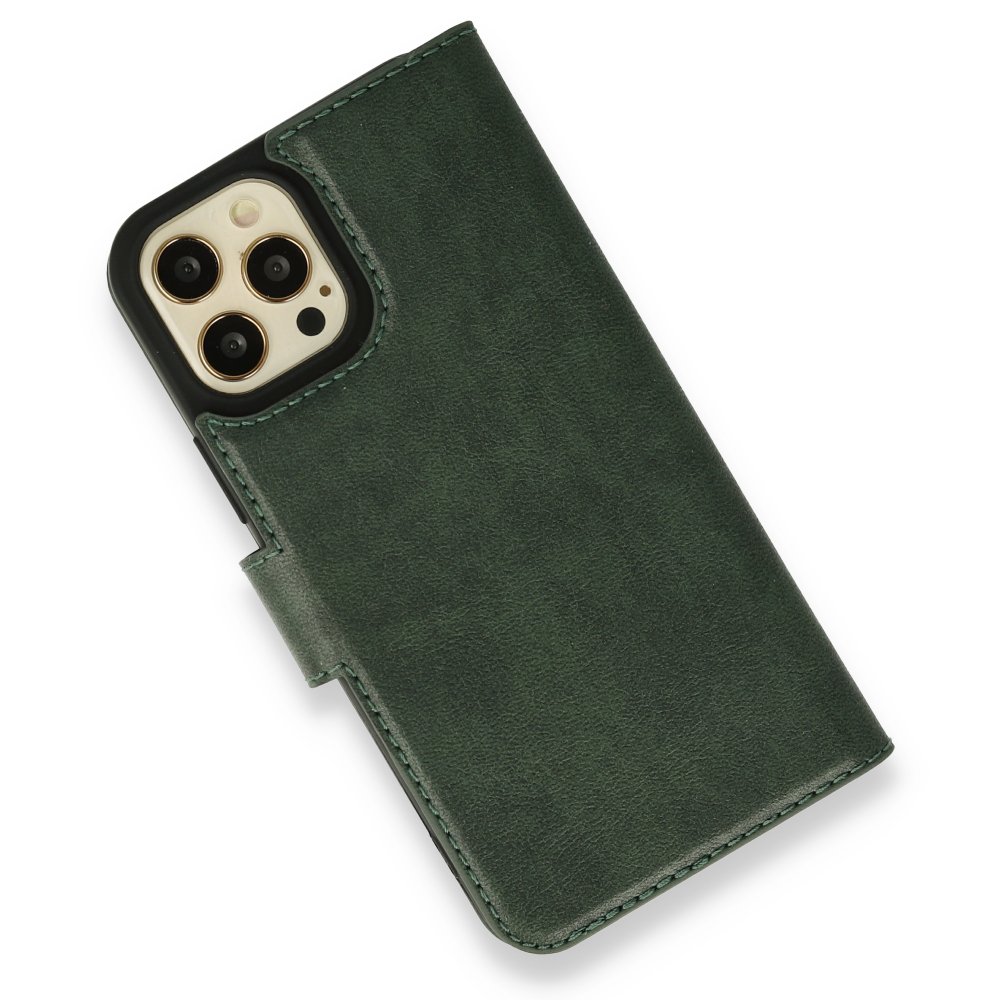  iPhone 12 Pro Kılıf Trend S Plus Kapaklı Kılıf - Yeşil