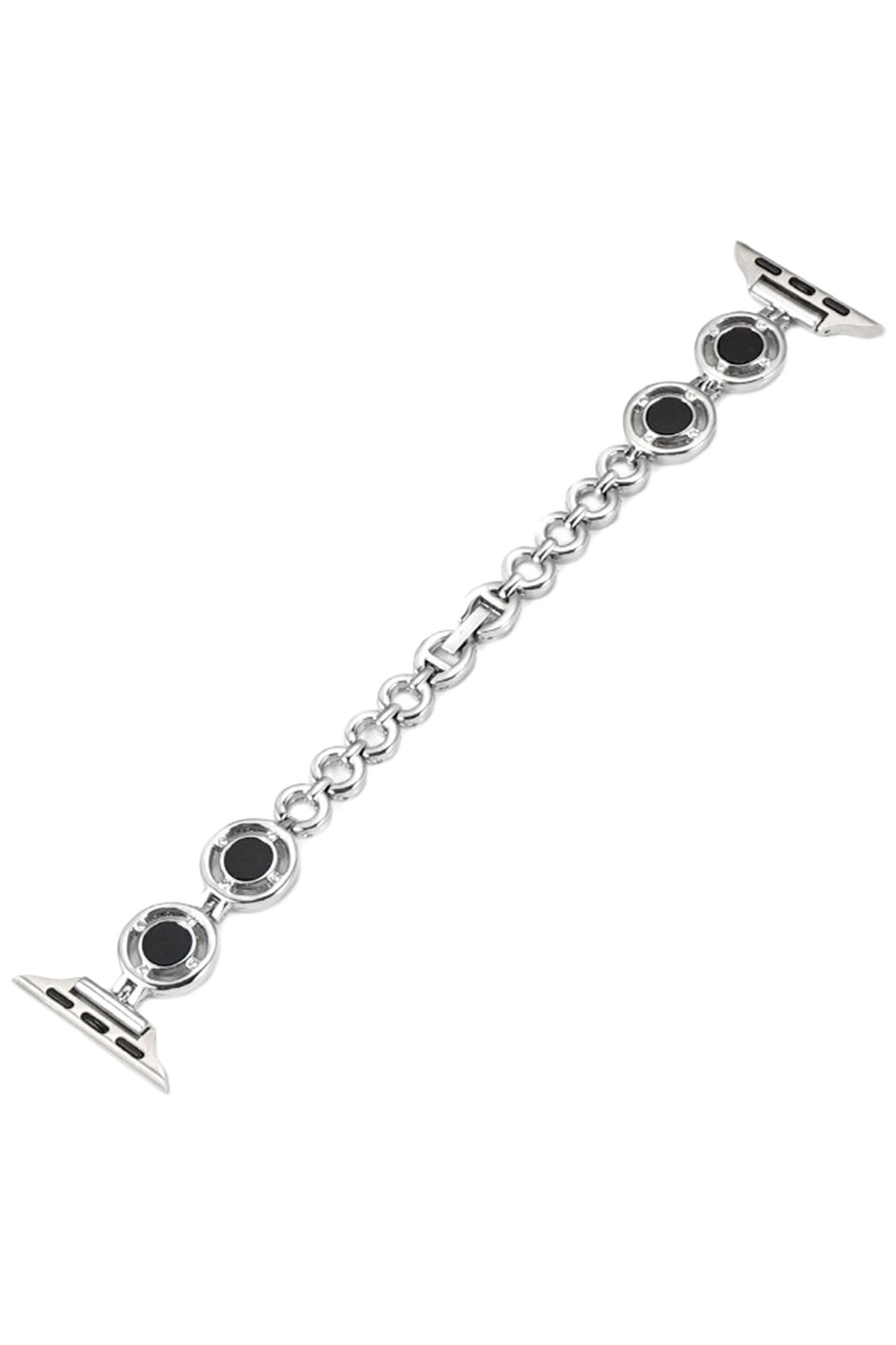 Apple Watch 41mm KR403 Metal Halhal Kordon - Gümüş-Siyah Apple Watch 41mm KR403 Metal Halhal Kordon - Gümüş-Siyah