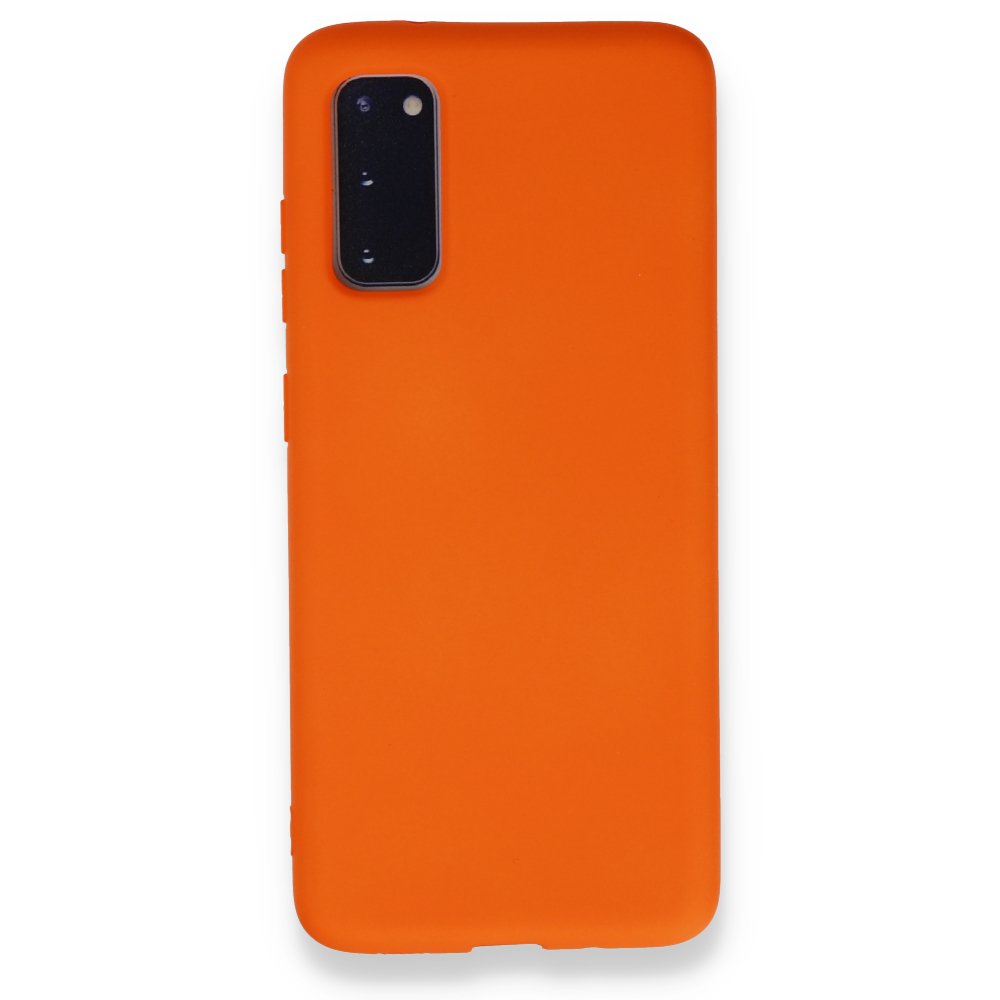  Samsung Galaxy S20 Kılıf Nano içi Kadife Silikon - Turuncu