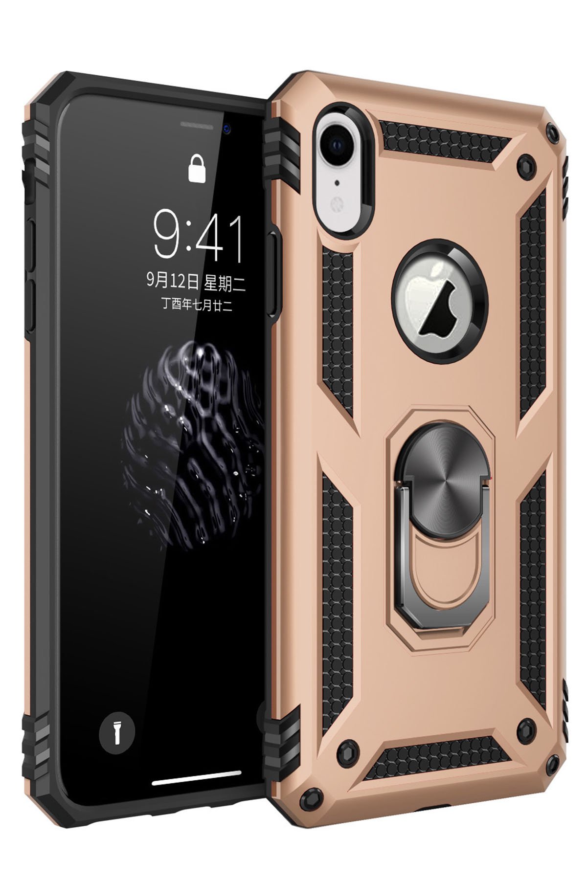  iPhone XR Kılıf Sofya Yüzüklü Silikon Kapak - Gold
