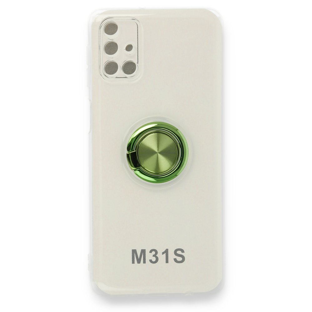  Samsung Galaxy M31S Kılıf Gros Yüzüklü Silikon - Yeşil