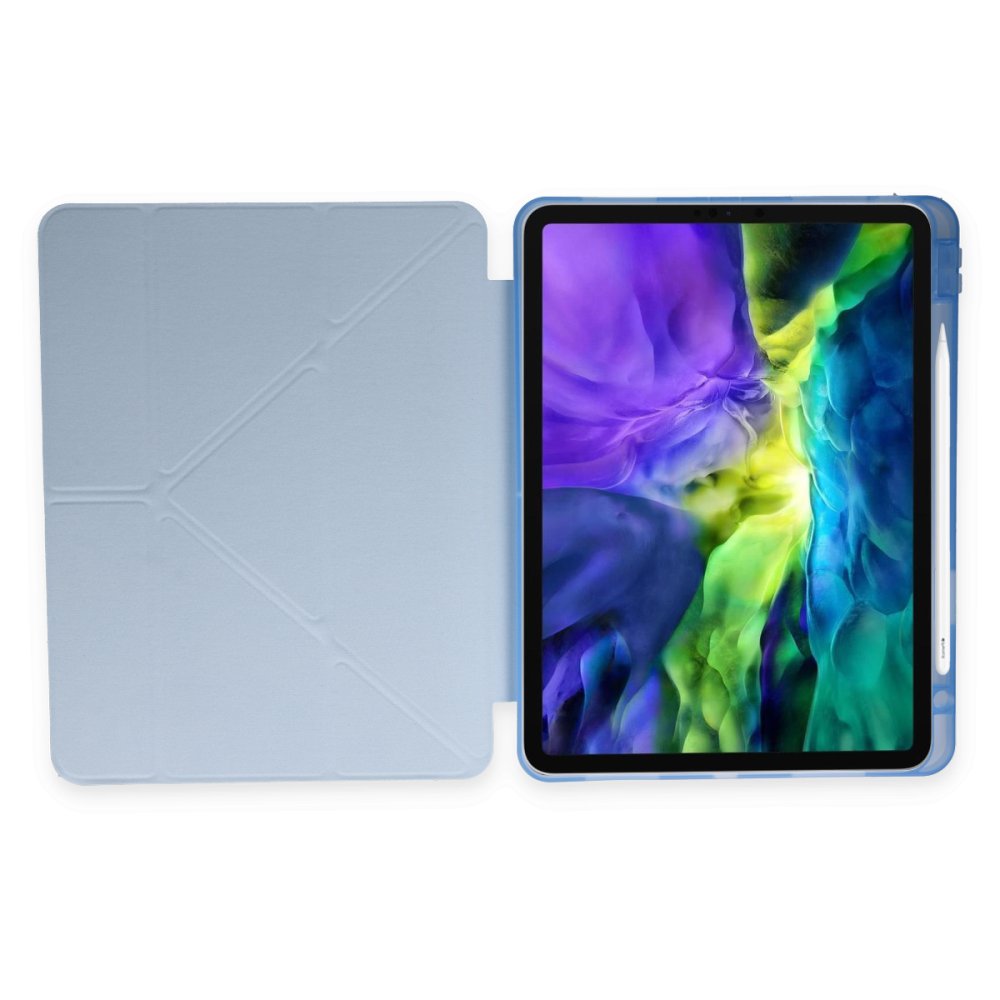  iPad Pro 12.9 (2020) Kılıf Kalemlikli Hugo Tablet Kılıfı - Mavi